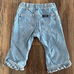 Vtg Lee Riders Baby Jeans 12 Months Light Blue Denim Ruffle Hem Elastic Waist